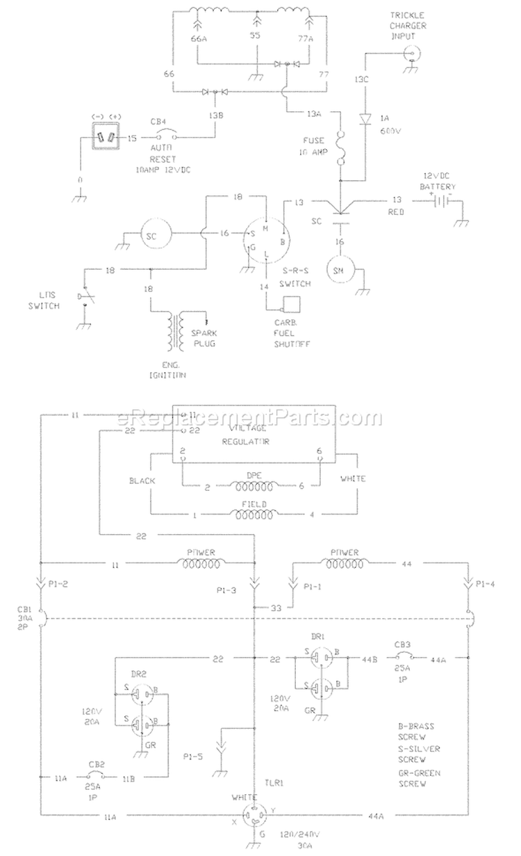 Page E Diagram and Parts List for 1894-0  Briggs and Stratton Generator